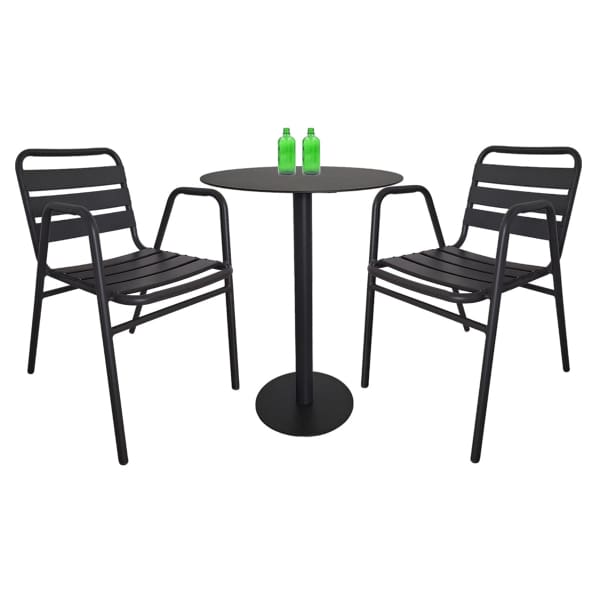 Kochi Outdoor 2 Chairs & Bistro Table Set in Black - Arena Living