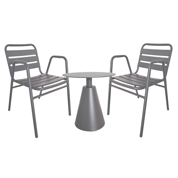 This is a product image of Kochi Outdoor 2 Chairs & Coffee Table Set in Grey. It can be used as an Outdoor Furniture.