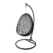 This is a product image of Black Cocoon Swing Chair Grey Cushion. It can be used as an Outdoor Furniture.