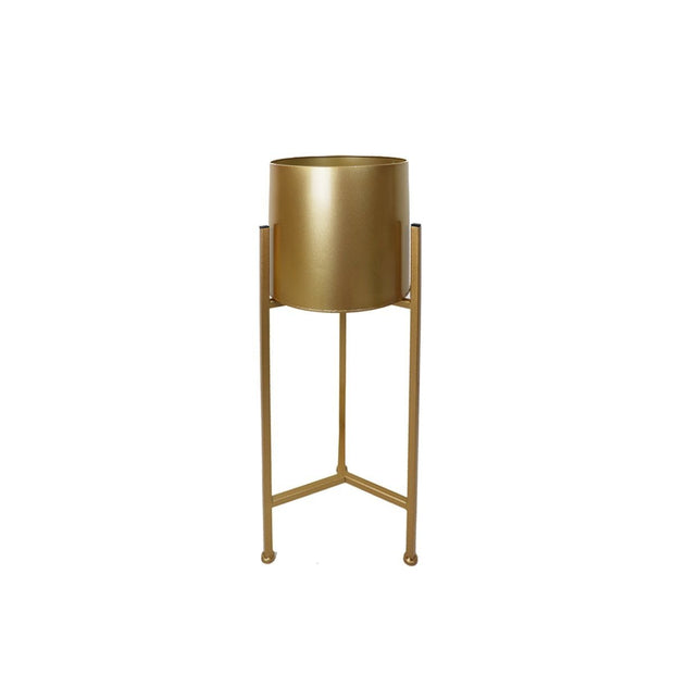 This is a product image of Iris Free Standing Planter - Golden Pot. It can be used as an Home Accessories