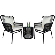 This is a product image of Mirissa Patio Armchair Set White Cushion. It can be used as an Outdoor Furniture