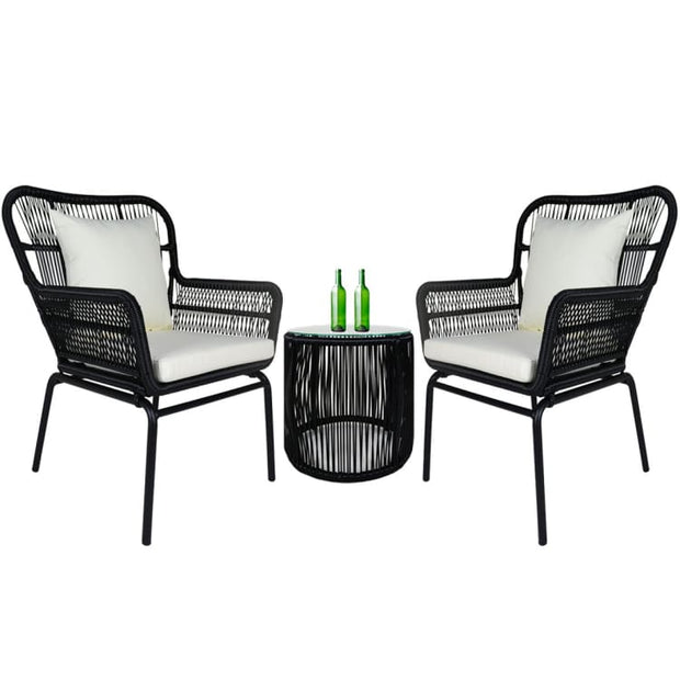 This is a product image of Mirissa Patio Armchair Set White Cushion. It can be used as an Outdoor Furniture