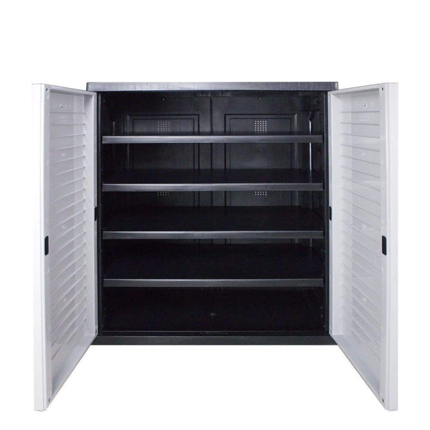 This is a product image of Optimus Low Cabinet Grey - Assembly Included. It can be used as an Storage Cabinet.