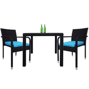 This is a product image of Palm 2 Chair Dining Set Blue Cushion. It can be used as an Outdoor Furniture