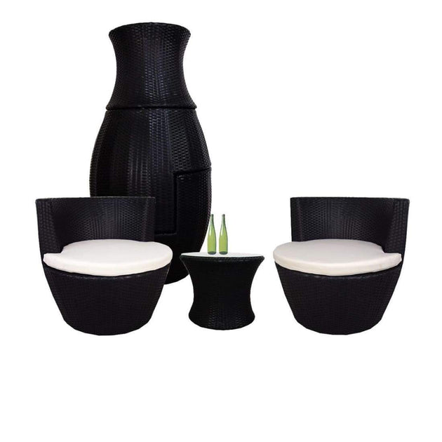 Stackable Patio Set White Cushion Arena Living