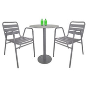 This is a product image of Kochi Outdoor 2 Chairs & Bistro Table Set in Grey. It can be used as an Outdoor Furniture.