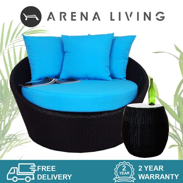This is a product image of Round Sofa with Coffee Table Set. It can be used as an Outdoor Furniture.
