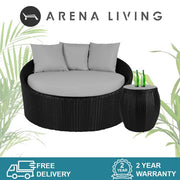 This is a product image of Round Sofa with Coffee Table Set. It can be used as an Outdoor Furniture.