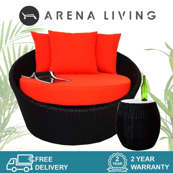 This is a product image of Round Sofa with Coffee Table Set. It can be used as an Outdoor Furniture.
