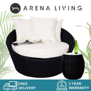 This is a product image of Round Sofa with Coffee Table Set. It can be used as an Outdoor Furniture.