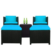 This is a product image of Splendor 1 Seater Armchair + 1 Ottoman Blue Cushion. It can be used as an Outdoor Furniture.