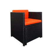 This is a product image of Splendor 1 Seater Armchair + Ottoman Orange Cushion (OPEN BOX SALE). It can be used as an Outdoor Furniture