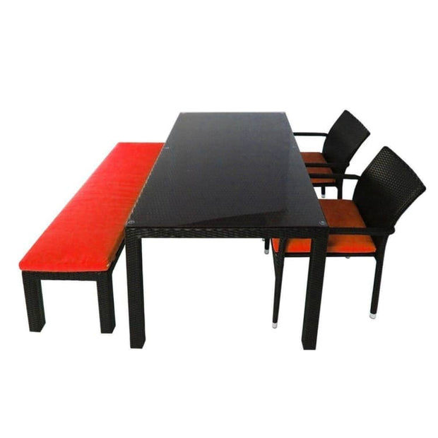 This is a product image of Addison 4 Pcs Dining Set Orange Cushions. It can be used as an Outdoor Furniture.