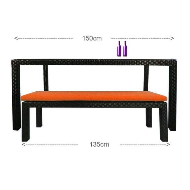 This is a product image of Addison 4 Pcs Dining Set Orange Cushions. It can be used as an Outdoor Furniture.