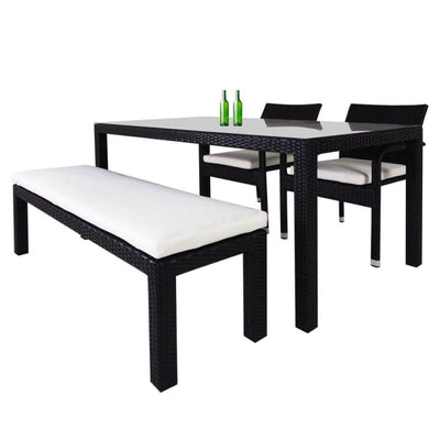 This is a product image of Addison 4 Pcs Dining Set White Cushions. It can be used as an Outdoor Furniture.