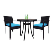 This is a product image of Balcony 2 Chair Bistro Set Blue Cushion. It can be used as an Outdoor Furniture.
