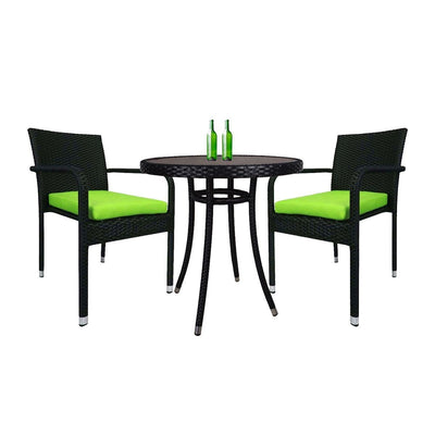 This is a product image of Balcony 2 Chair Bistro Set Green Cushion. It can be used as an Outdoor Furniture.