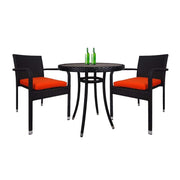 This is a product image of Balcony 2 Chair Bistro Set Orange Cushion. It can be used as an Outdoor Furniture.