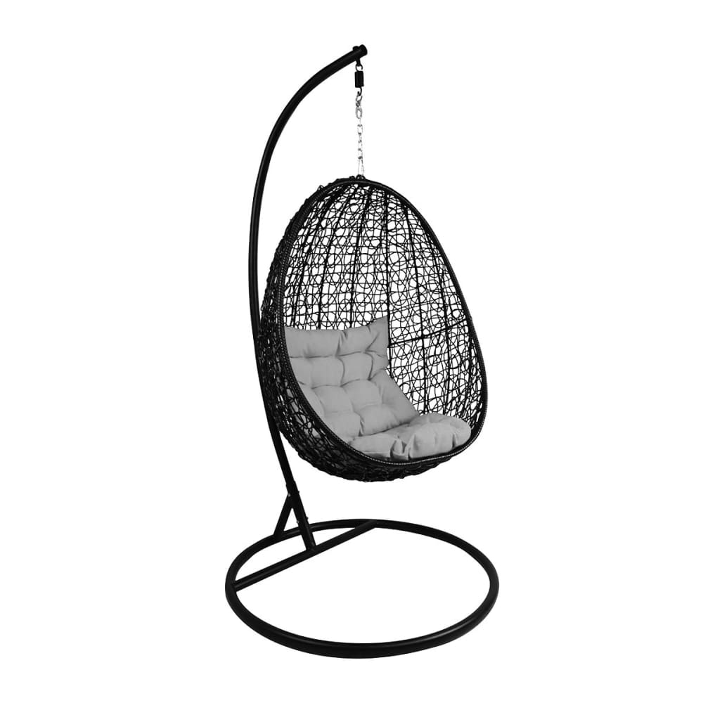 Black Cocoon Swing Chair, Grey Cushion