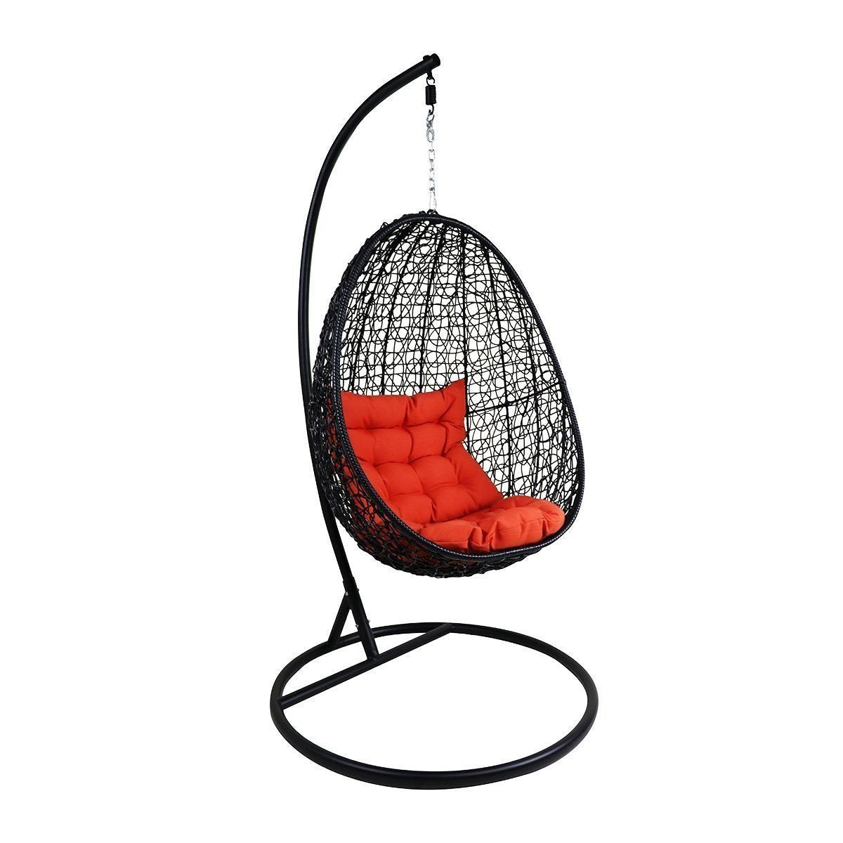 Black Cocoon Swing Chair, Orange Cushion
