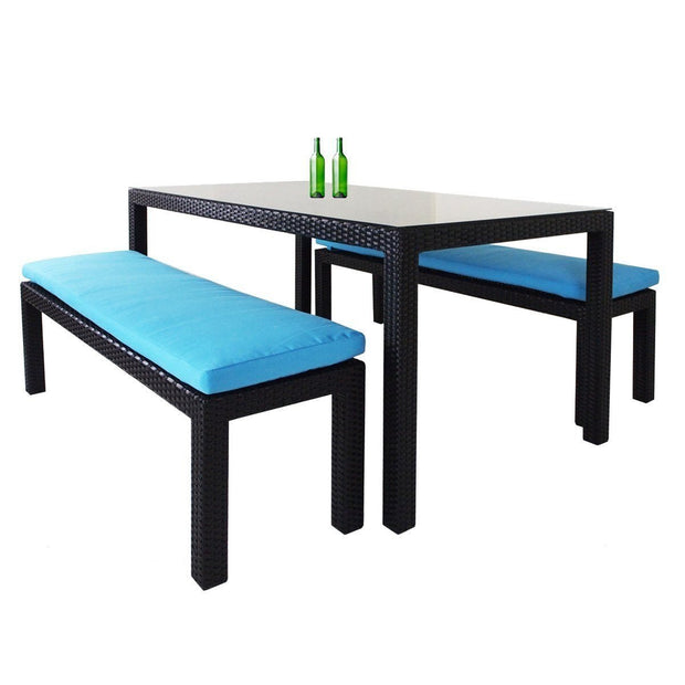 This is a product image of Bondi 3 Pcs Dining Set Blue Cushion. It can be used as an Outdoor Furniture.