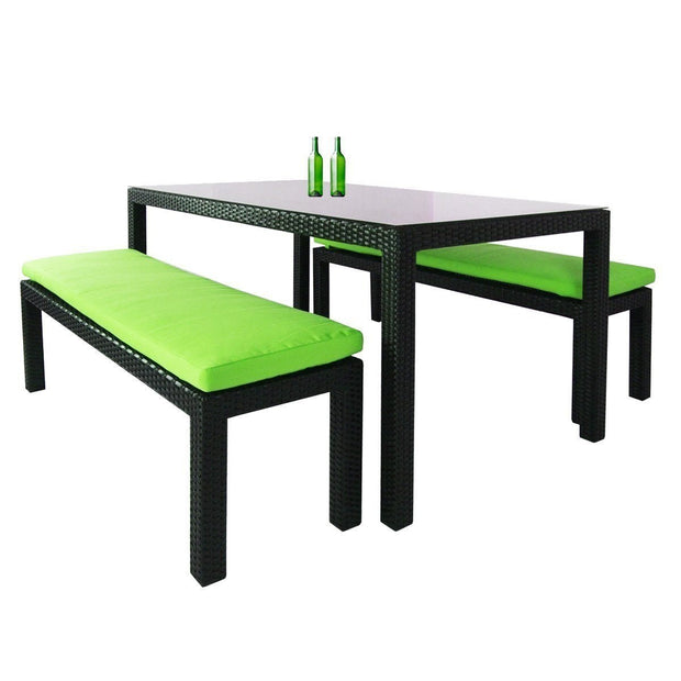 This is a product image of Bondi 3 Pcs Dining Set Green Cushion. It can be used as an Outdoor Furniture.