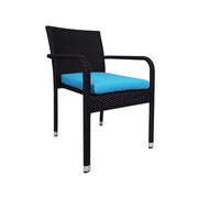 This is a product image of Boulevard 4 Chair Dining Set Blue Cushions. It can be used as an Outdoor Furniture.