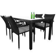 This is a product image of Boulevard 4 Chair Dining Set Grey Cushions. It can be used as an Outdoor Furniture.