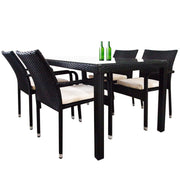 This is a product image of Boulevard 4 Chair Dining Set White Cushions. It can be used as an Outdoor Furniture.