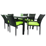 This is a product image of Boulevard 6 Chair Dining Set Green Cushions. It can be used as an Outdoor Furniture.