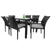 This is a product image of Boulevard 6 Chair Dining Set Grey Cushions. It can be used as an Outdoor Furniture.