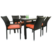 This is a product image of Boulevard 6 Chair Dining Set Orange Cushions. It can be used as an Outdoor Furniture.