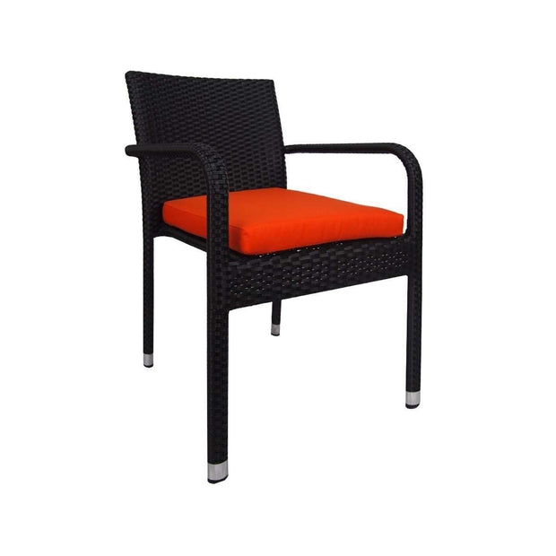 This is a product image of Boulevard 6 Chair Dining Set Orange Cushions. It can be used as an Outdoor Furniture.