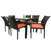 This is a product image of Boulevard 6 Chair Dining Set Orange Cushions. It can be used as an Outdoor Furniture.