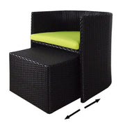 This is a product image of Caribbean 1 Armchair + Ottoman Green Cushion. It can be used as an Outdoor Furniture
