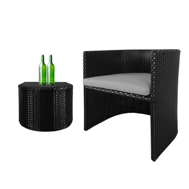 This is a product image of Caribbean 1 Armchair + 1 Ottoman Patio Set Grey Cushion. It can be used as an Outdoor Furniture.