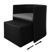 This is a product image of Caribbean 1 Armchair + 1 Ottoman Patio Set Grey Cushion. It can be used as an Outdoor Furniture.