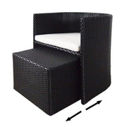 This is a product image of Caribbean 1 Armchair + 1 Ottoman Patio Set White Cushion. It can be used as an Outdoor Furniture.