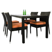 This is a product image of Casa 4 Chair Dining Set Orange Cushion. It can be used as an Outdoor Furniture.