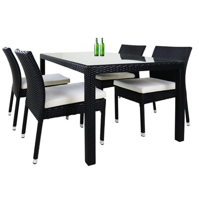 This is a product image of Casa 4 Chair Dining Set White Cushion. It can be used as an Outdoor Furniture.