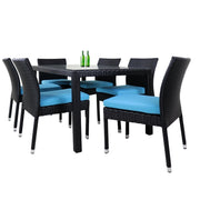 This is a product image of Casa 6 Chair Dining Set Blue Cushion. It can be used as an Outdoor Furniture.