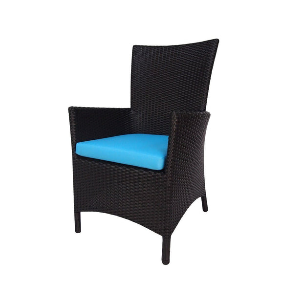 This is a product image of Costa Single Armchair Blue Cushions. It can be used as an Outdoor Furniture.