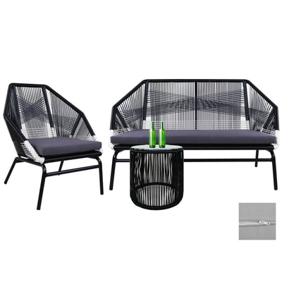 This is a product image of Cushion Covers + Insert for Catania Patio 2 + 1 Seater Grey Cushion. It can be used as an Cushions for Outdoor