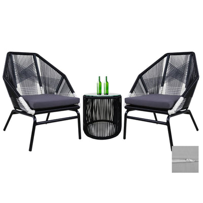 This is a product image of Cushion Covers + Insert for Catania Patio Set Grey Cushion. It can be used as an Cushions for Outdoor Furniture.