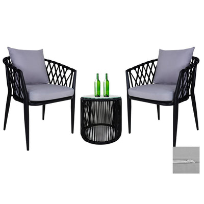 This is a product image of Cushion Covers + Insert for Orgo Patio Armchair Set Grey Cushion. It can be used as an Cushions for Outdoor 