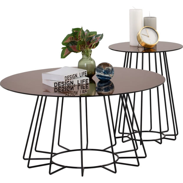 This is a product image of Cyrus Coffee Lamp Table in Mirror Glass Top. It can be used as an.