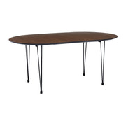This is a product image of Extendable Omeo 6-8 Seat Dining Table in Walnut Veneer Top. It can be used as an.