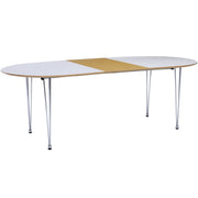 This is a product image of Extendable Omeo 6-8 Seat Dining Table in White Lacquered Top. It can be used as an.