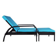 This is a product image of Ferraria Sunbed Blue Cushion + Coffee Table. It can be used as an Outdoor Furniture.