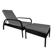 This is a product image of Ferraria Sunbed Grey Cushion + Coffee Table. It can be used as an Outdoor Furniture.